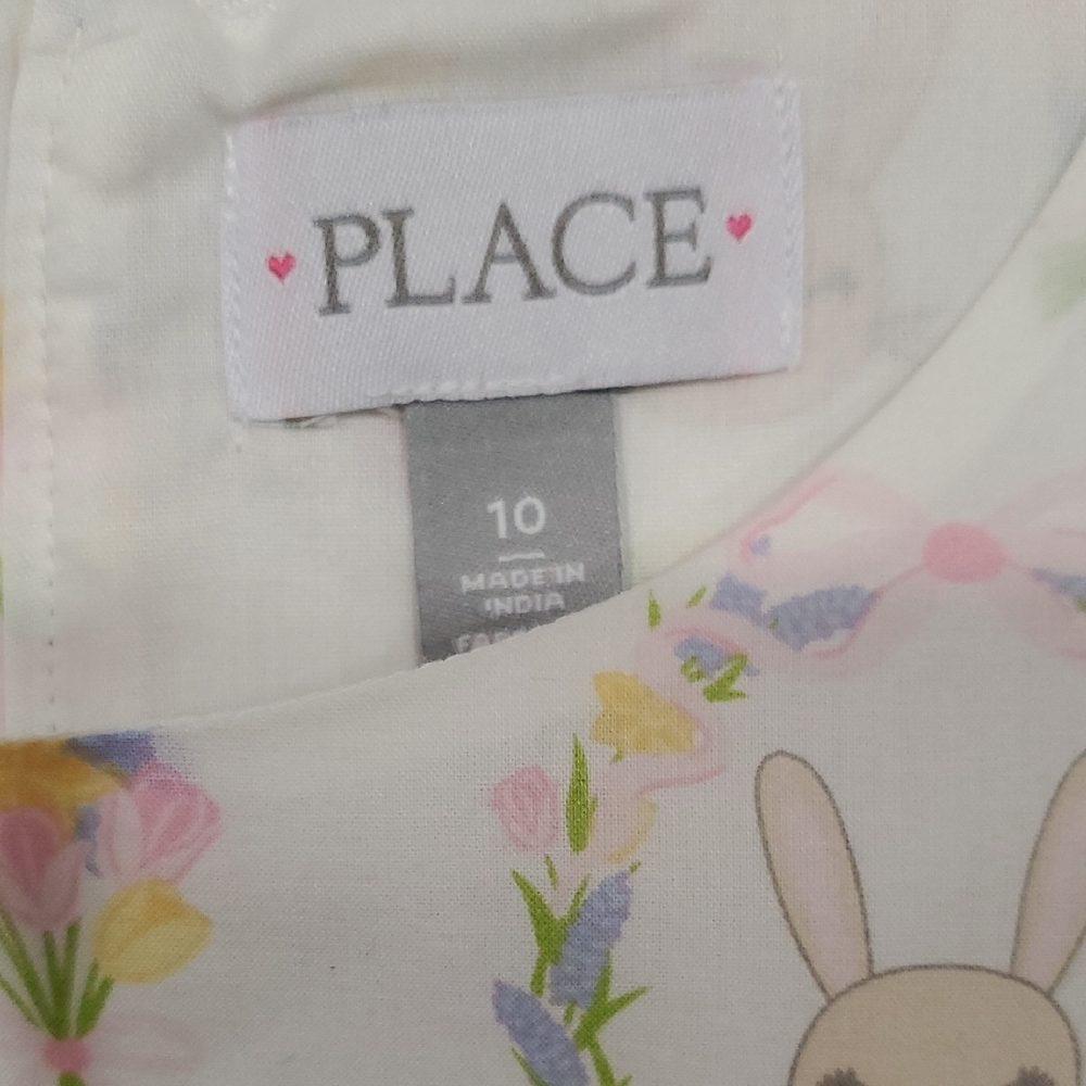 Place Girls Fit and Flare Bunny Casual Easter Dress with Flutter Sleeves Size 10 - Picture 7 of 14